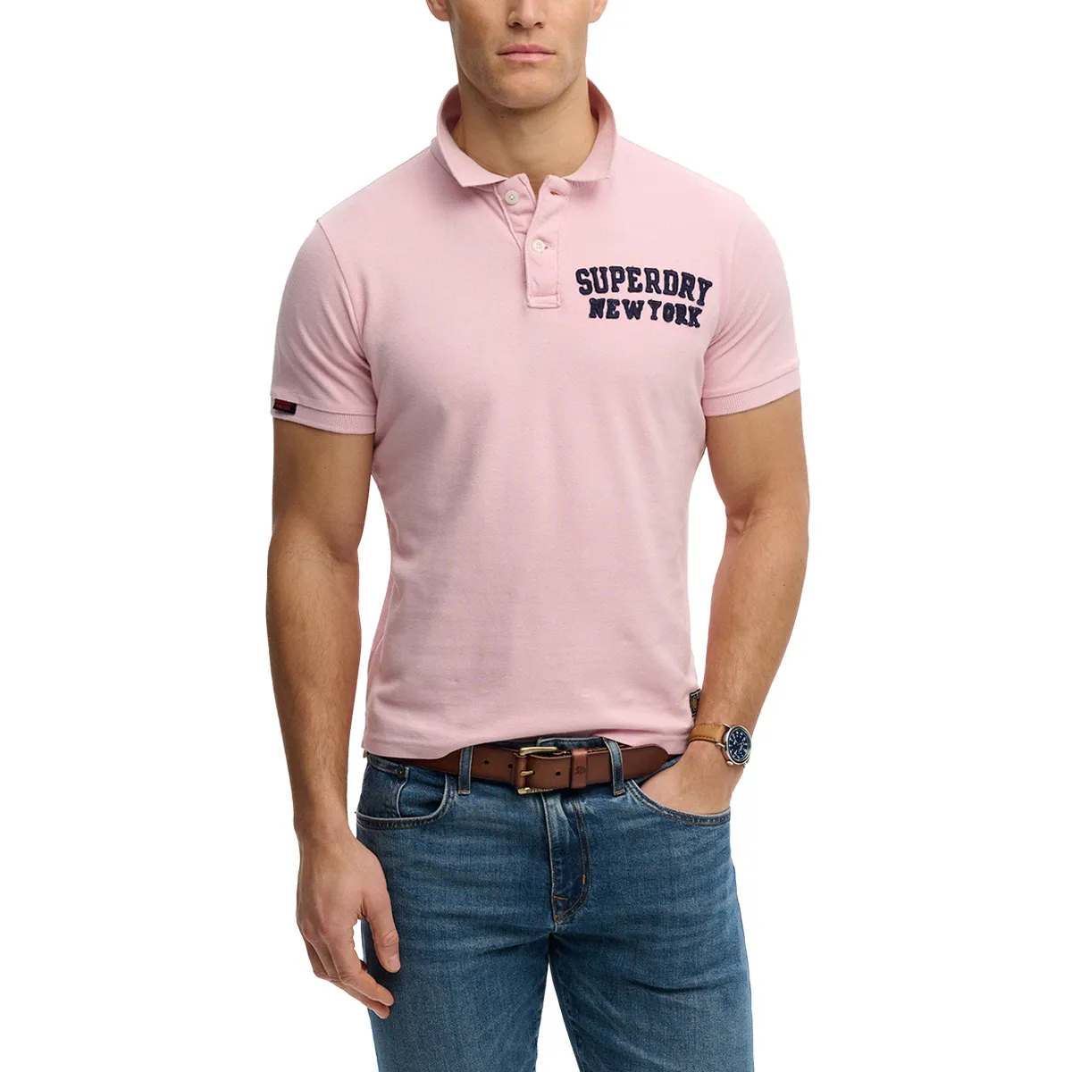 Superdry Vintage Athletic Polo Montauk Pink