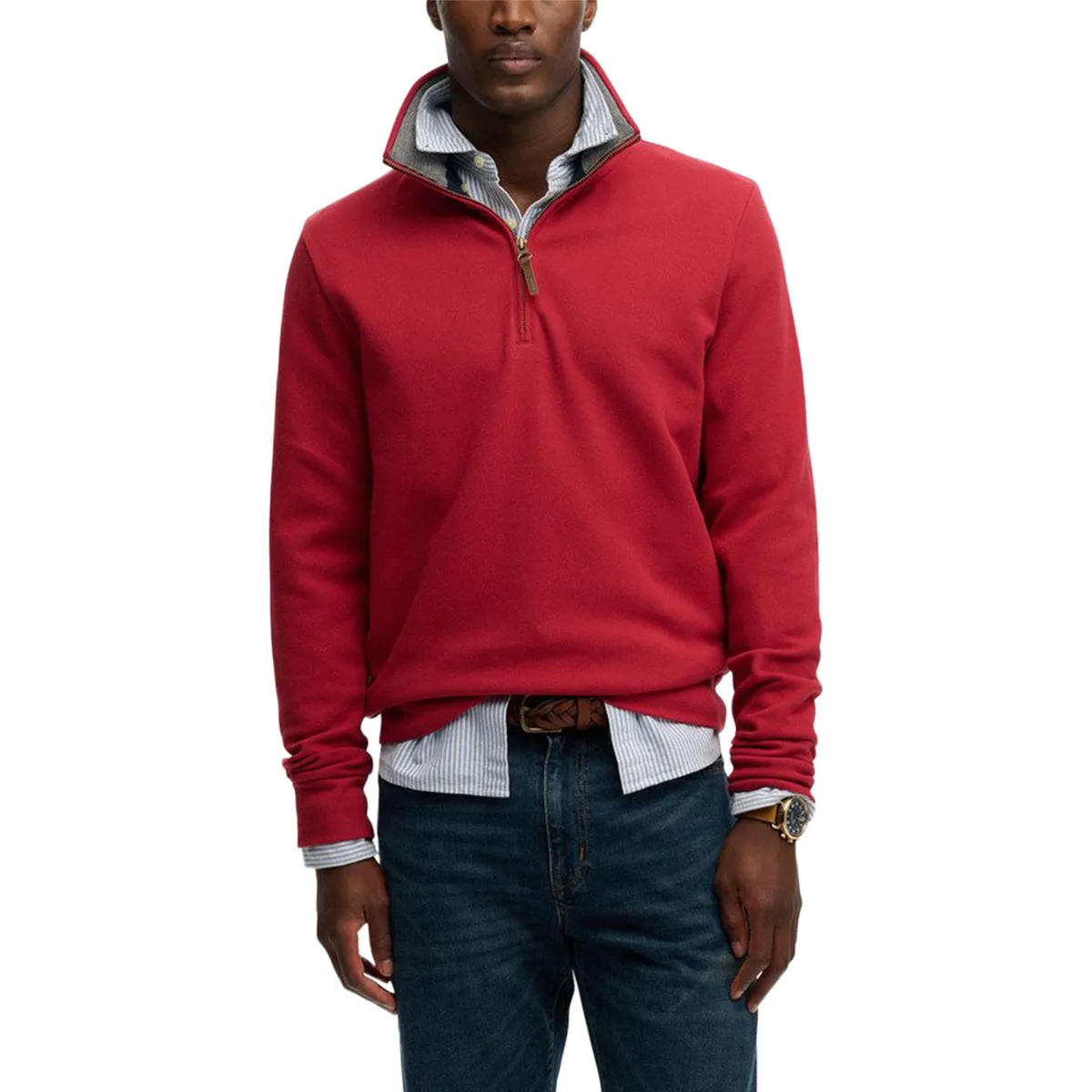 Superdry Ess Pique Half Zip Sweat Prep Red