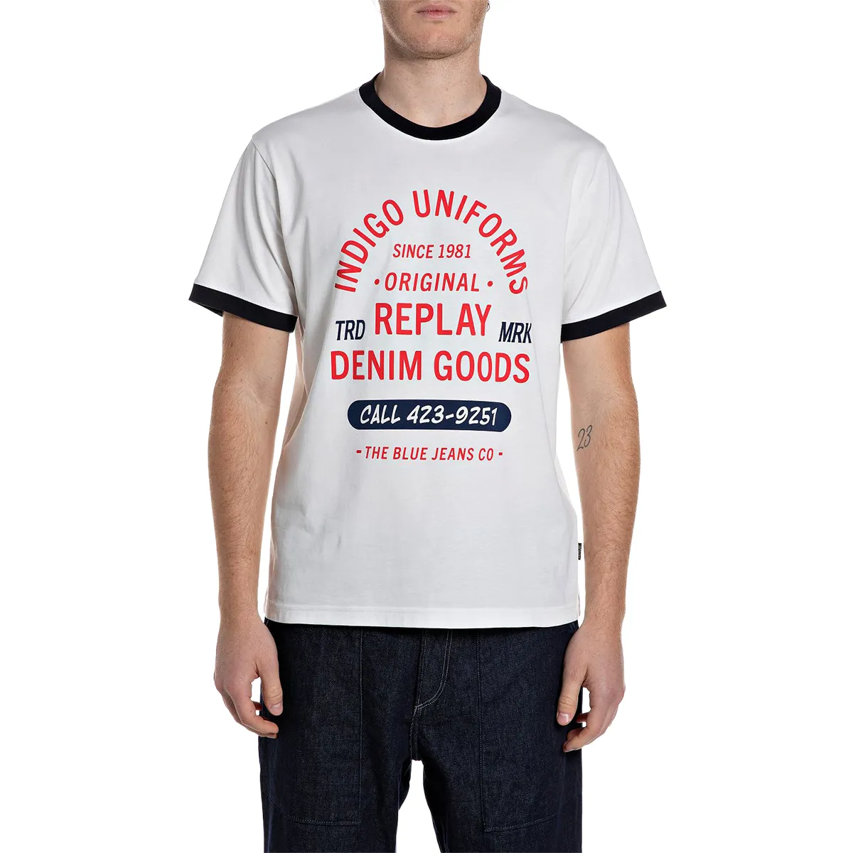 Replay SS Central Logo T-Shirt White - 011