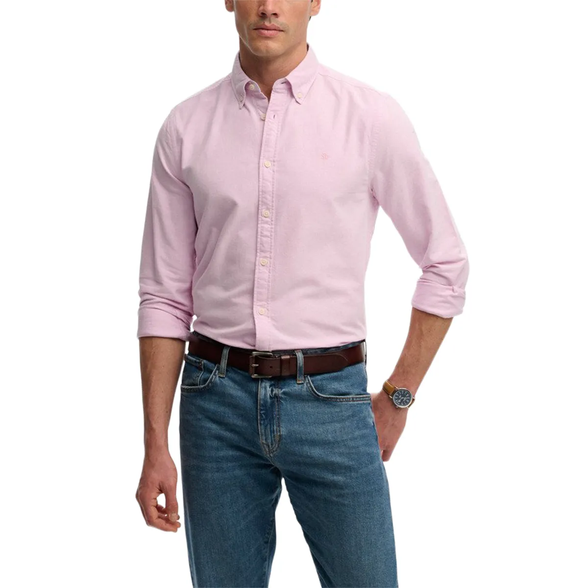 Superdry LS Preppy Oxford Shirt Pink Chambray Pink