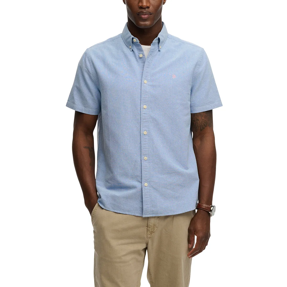 Superdry SS Preppy Oxford Shirt Blue Chambray - J3A