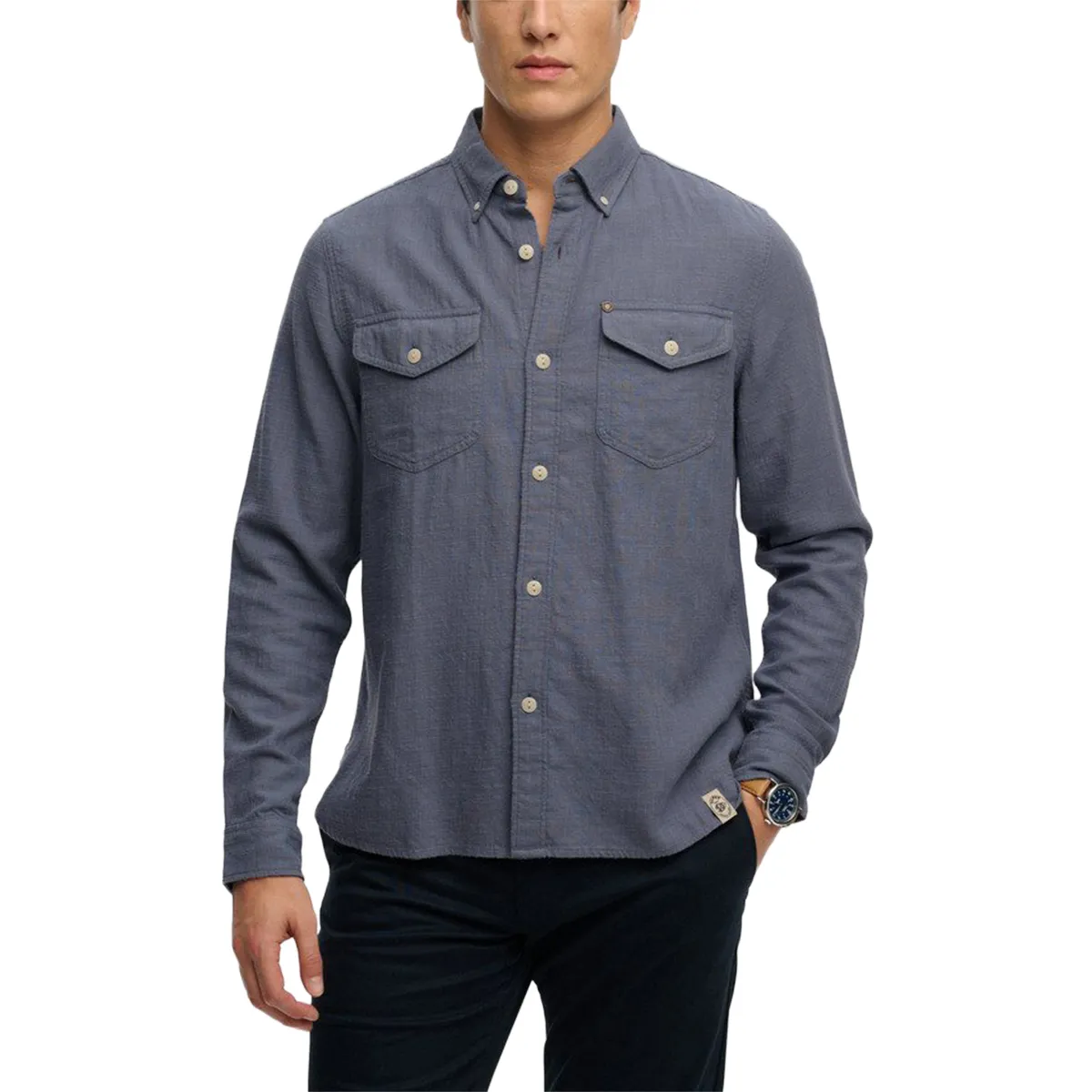 Superdry Merchant Lite LS Shirt Blue Flint Blue