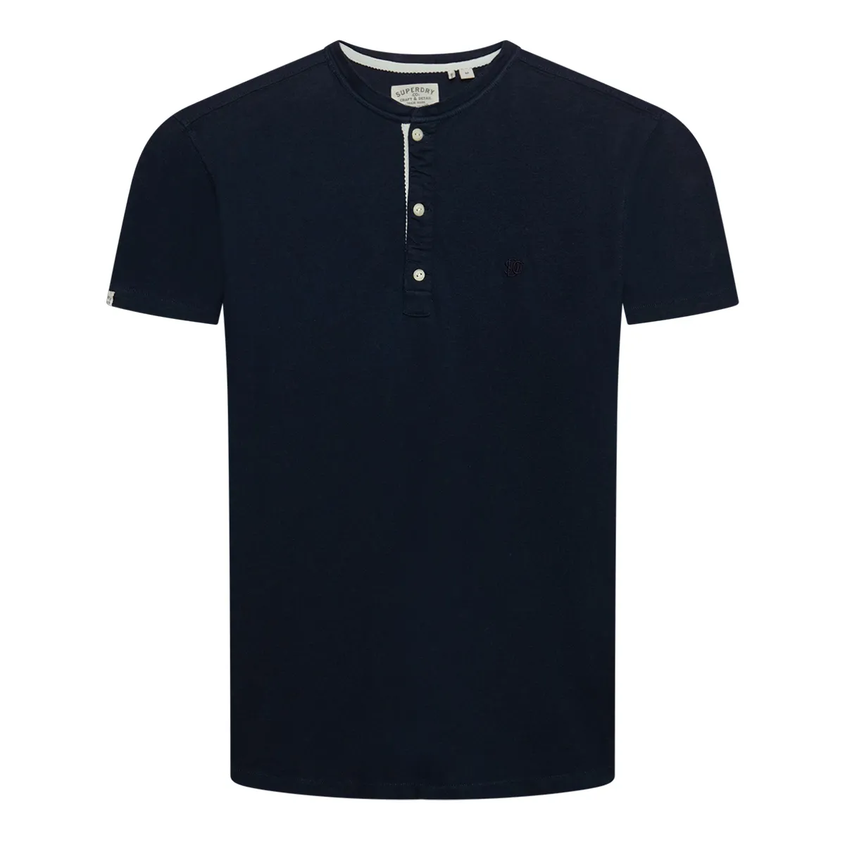 Superdry SS Cotton Grandad T-Shirt Chrome Navy