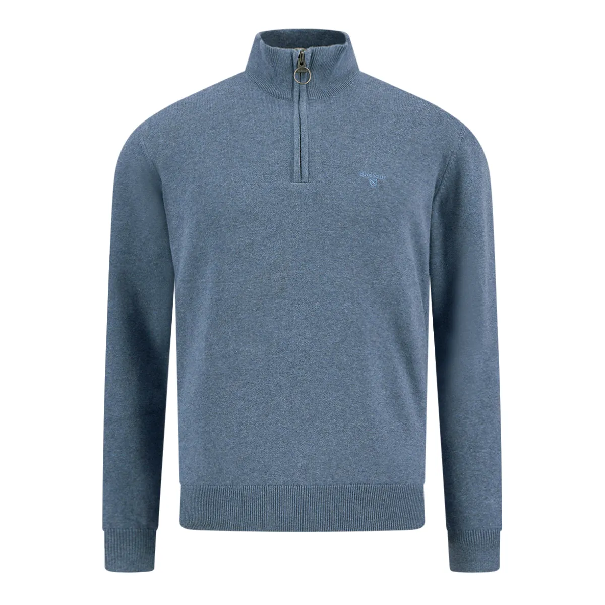 Barbour Cotton Half Zip Knit Dusk Blue
