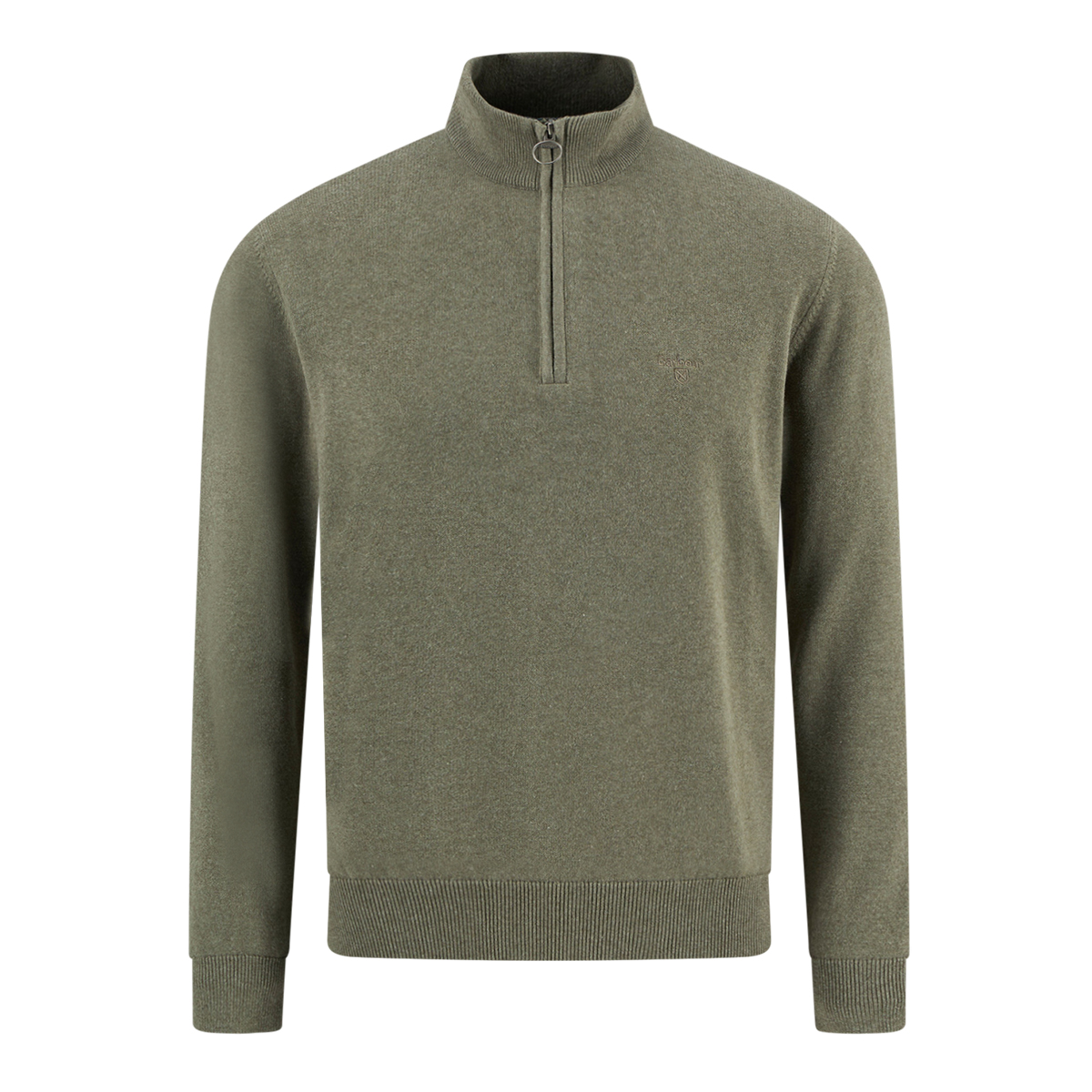 Barbour Cotton Half Zip Knit Smokey Olive - Ejmenswear Store