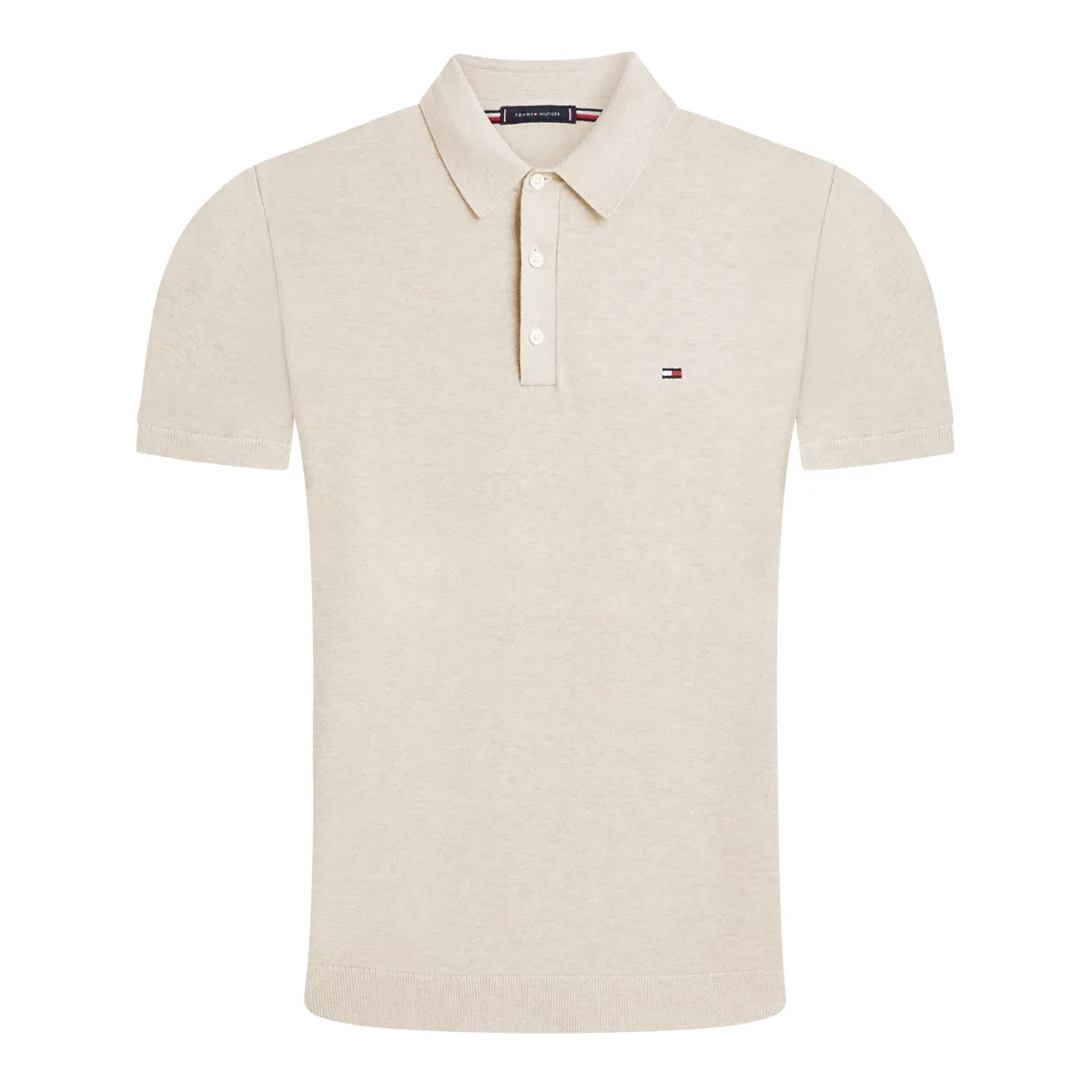 Tommy Hilfiger LS Ess Cotton Knit Polo Shirt in Beige