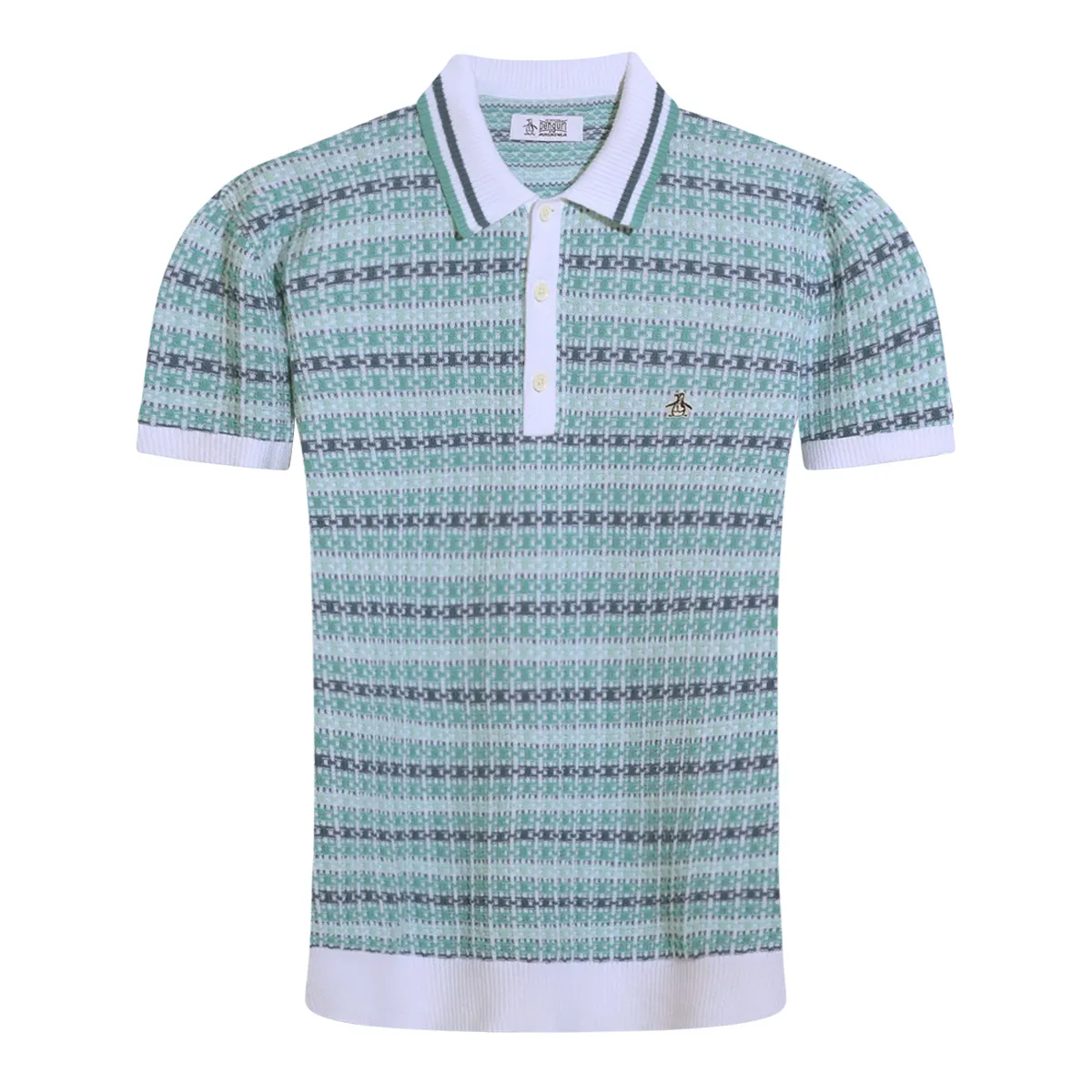 Original Penguin Textured Knit Polo Shirt Blue-White