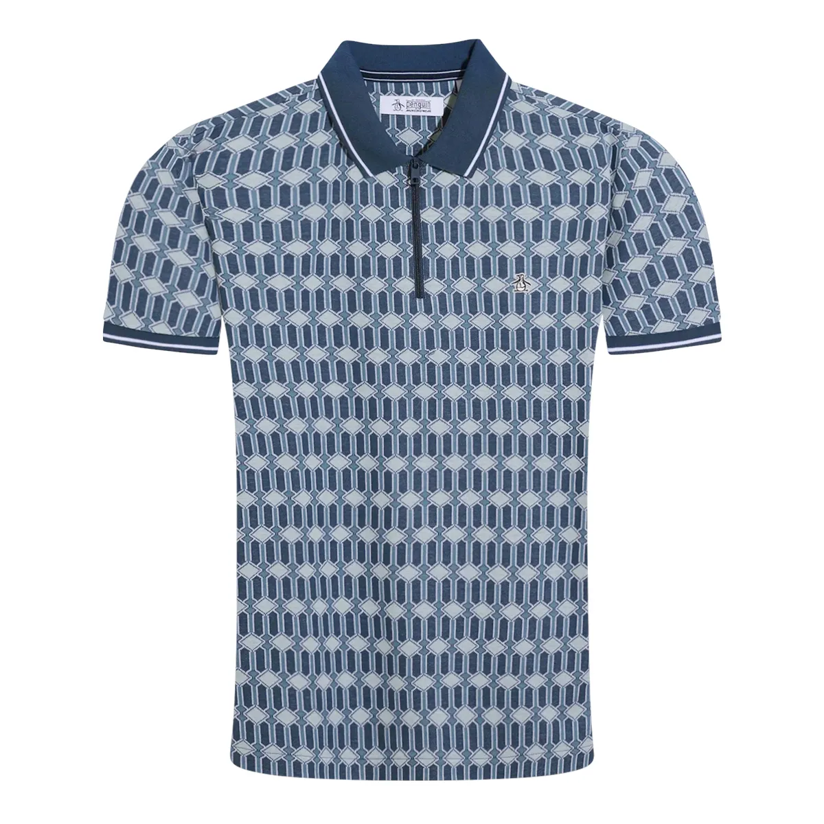 Original Penguin Jacquard Qtr Zip Polo Sapphire Navy