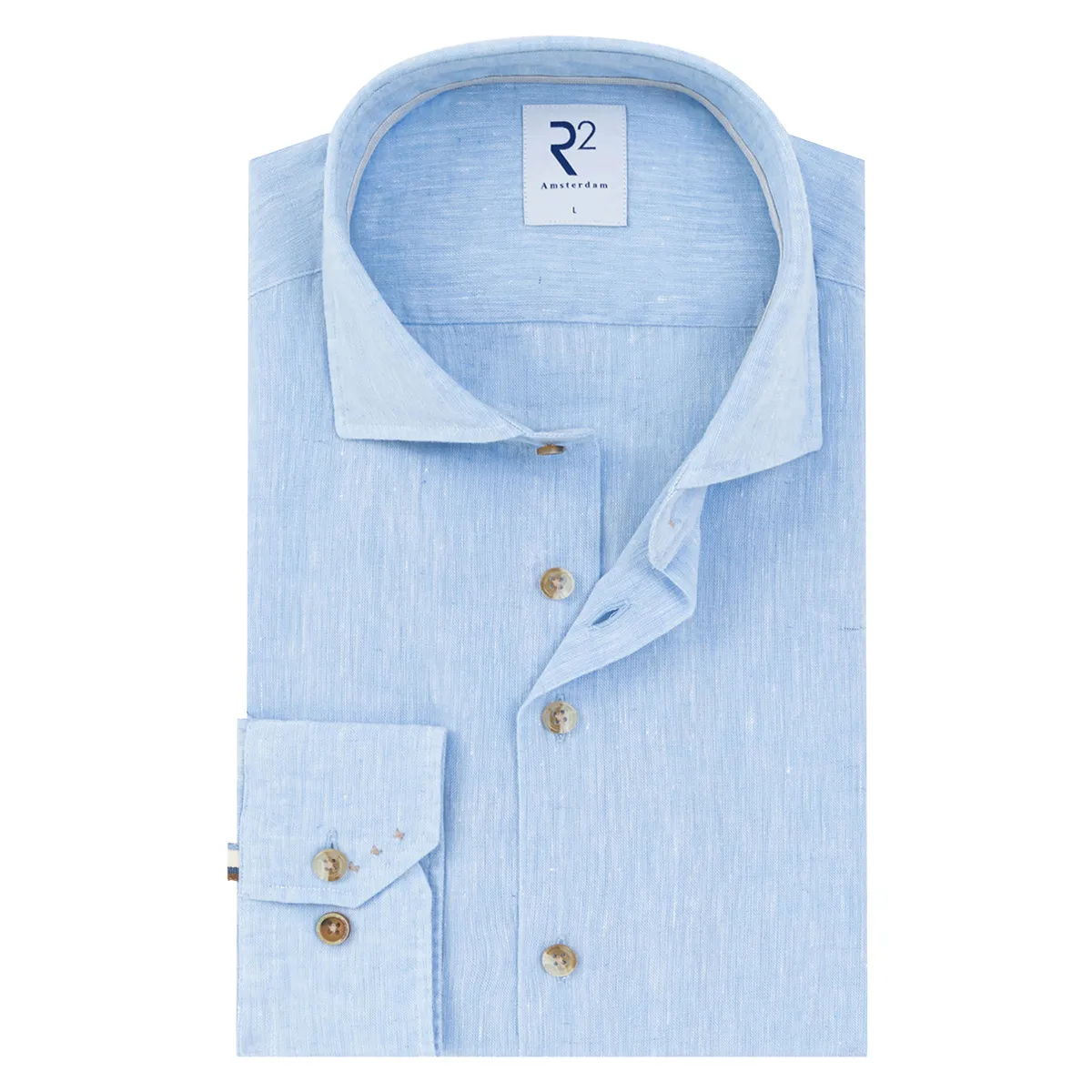 R2 Amsterdam Cotton Linen Shirt Light Blue .18