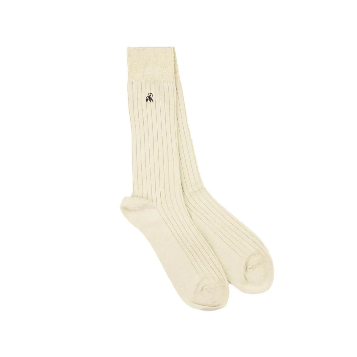 Swole Panda Ribbed Socks Ecru