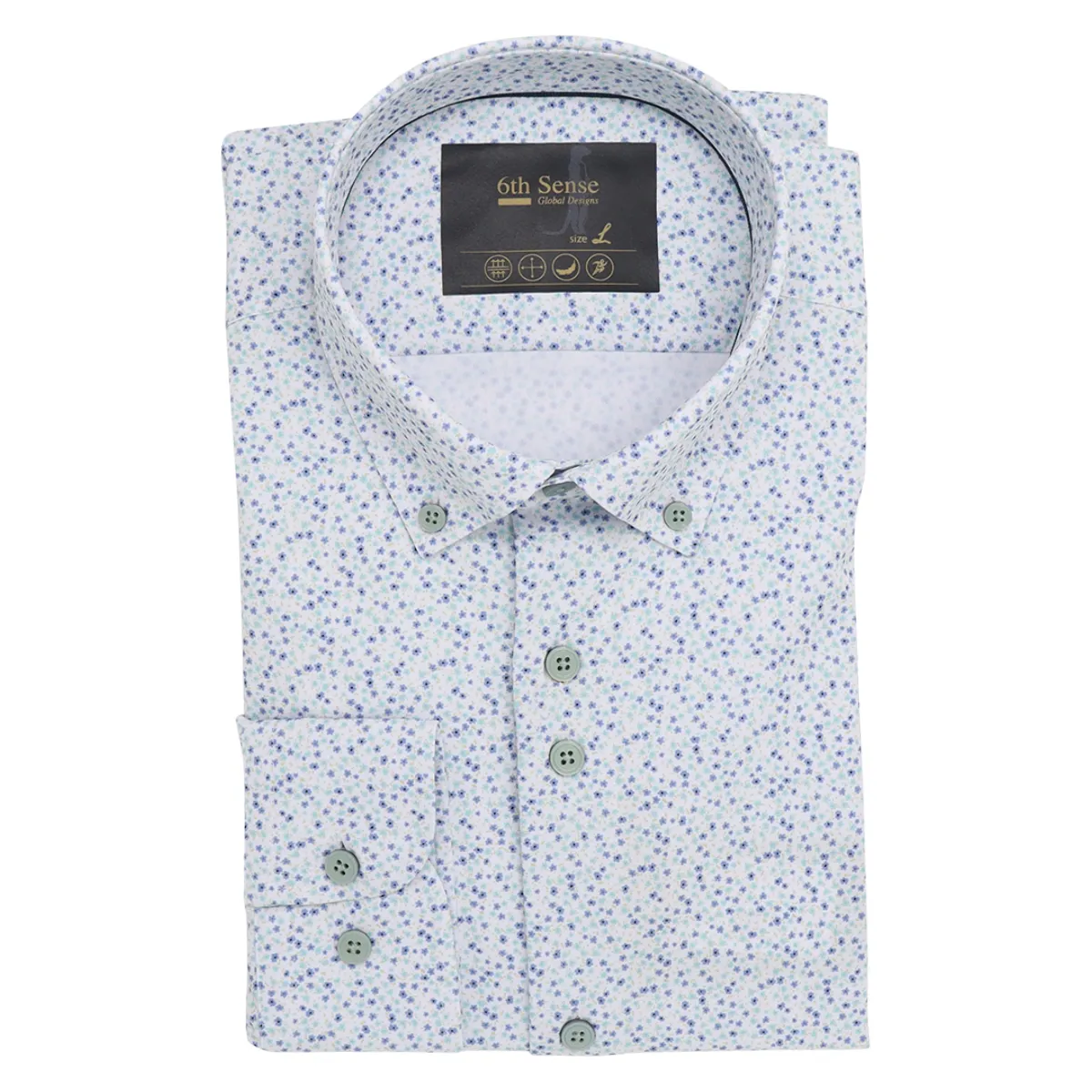 6th Sense LS Flower Print Shirt White - 14