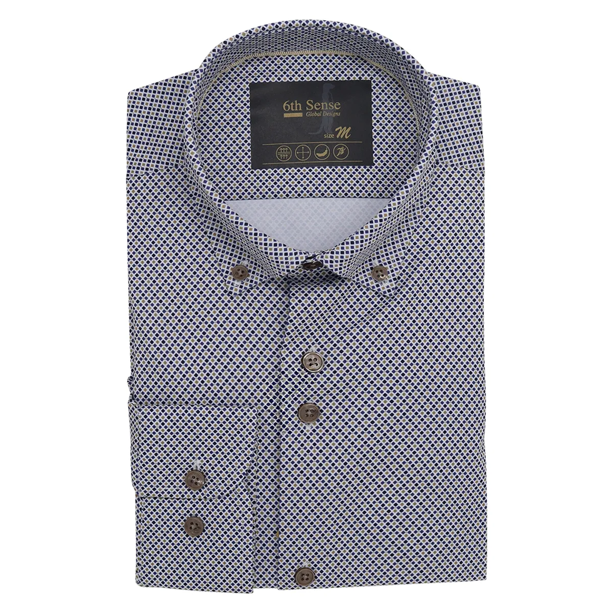 6th Sense LS Diamond Print Shirt Navy - 21
