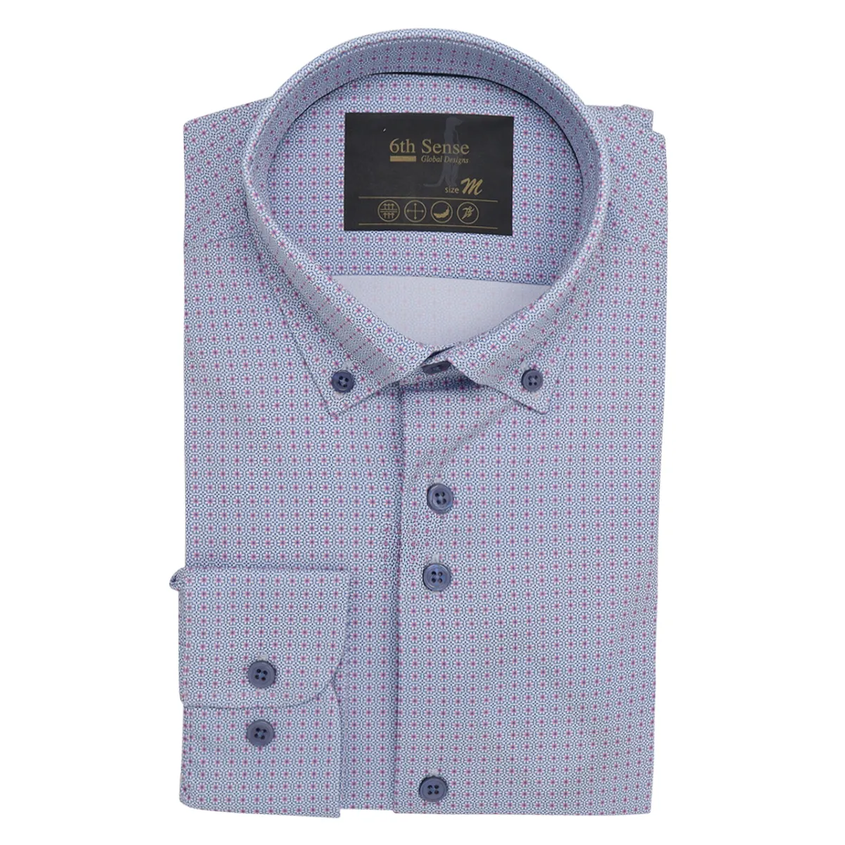 6th Sense LS Flower Print Shirt Blue - 23