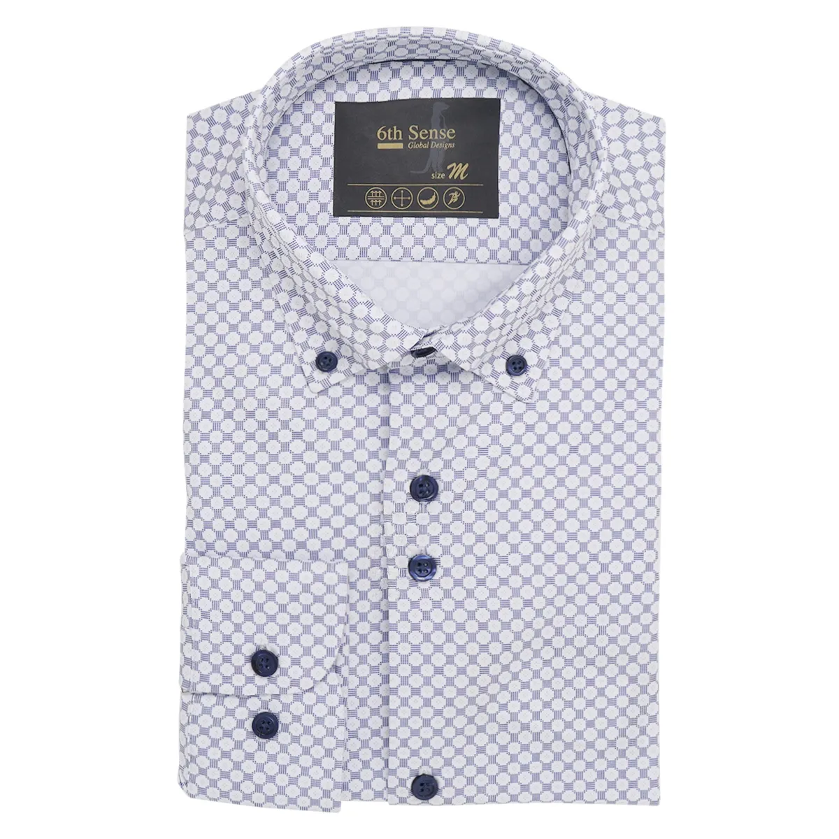 6th Sense LS Diamond Print Shirt Blue - 32