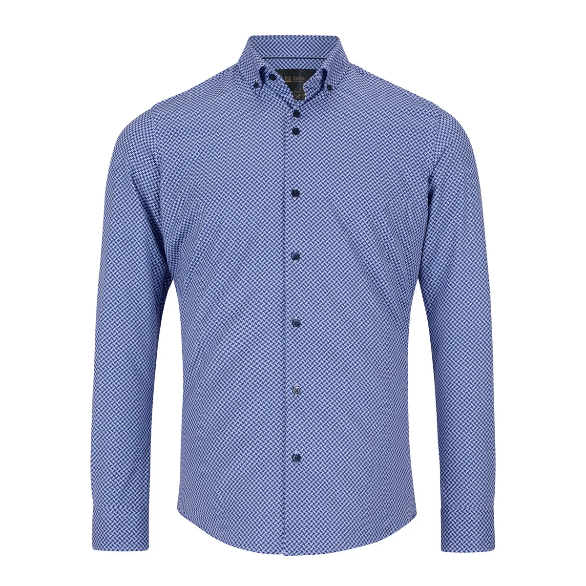 6th Sense LS Cross Print Shirt Dark Blue - 6