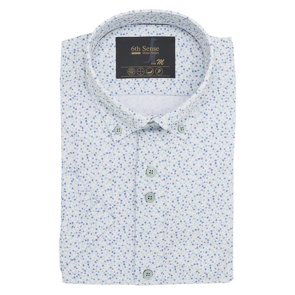 6th Sense SS Flower Print Shirt White - 14