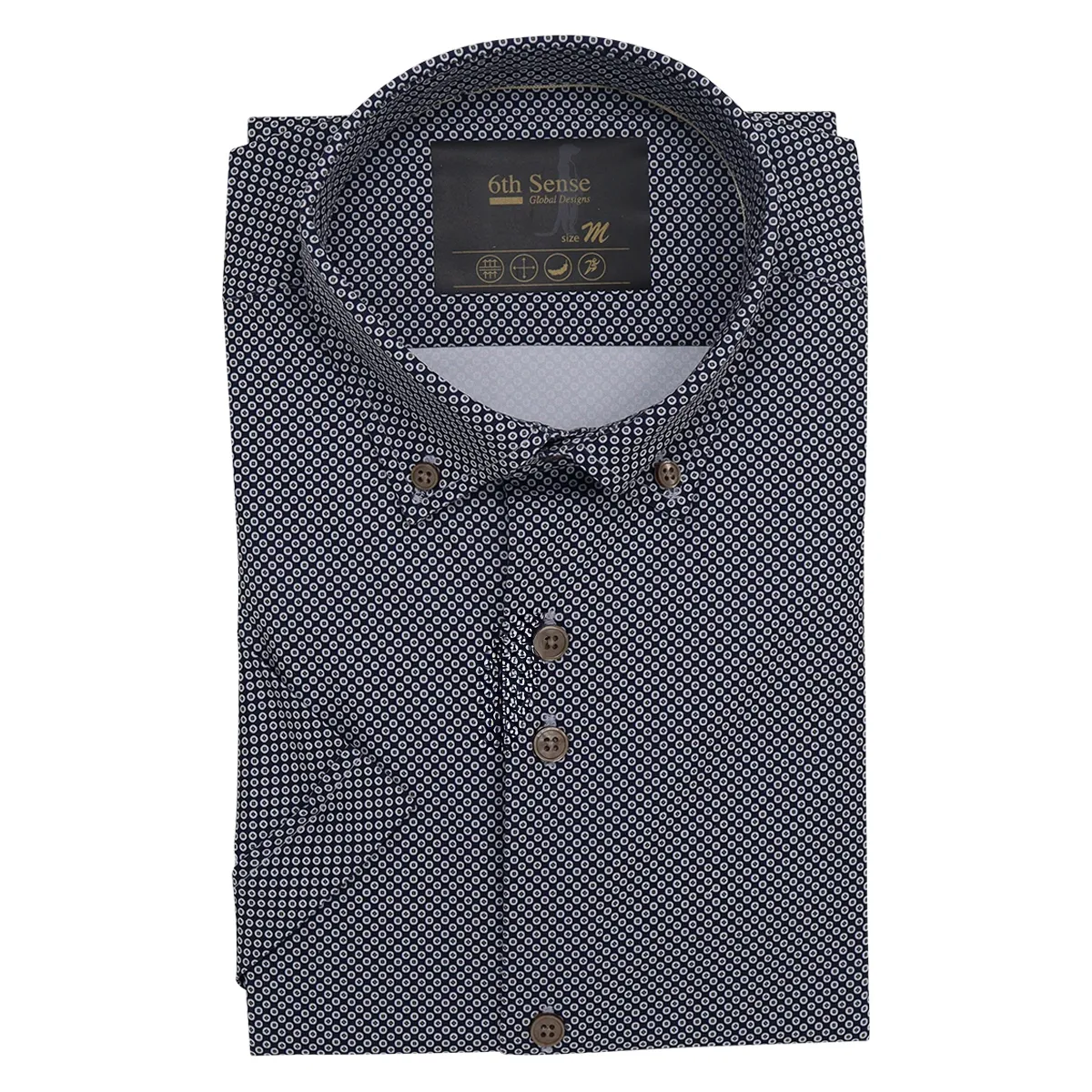 6th Sense SS Circle Print Shirt Navy - 20