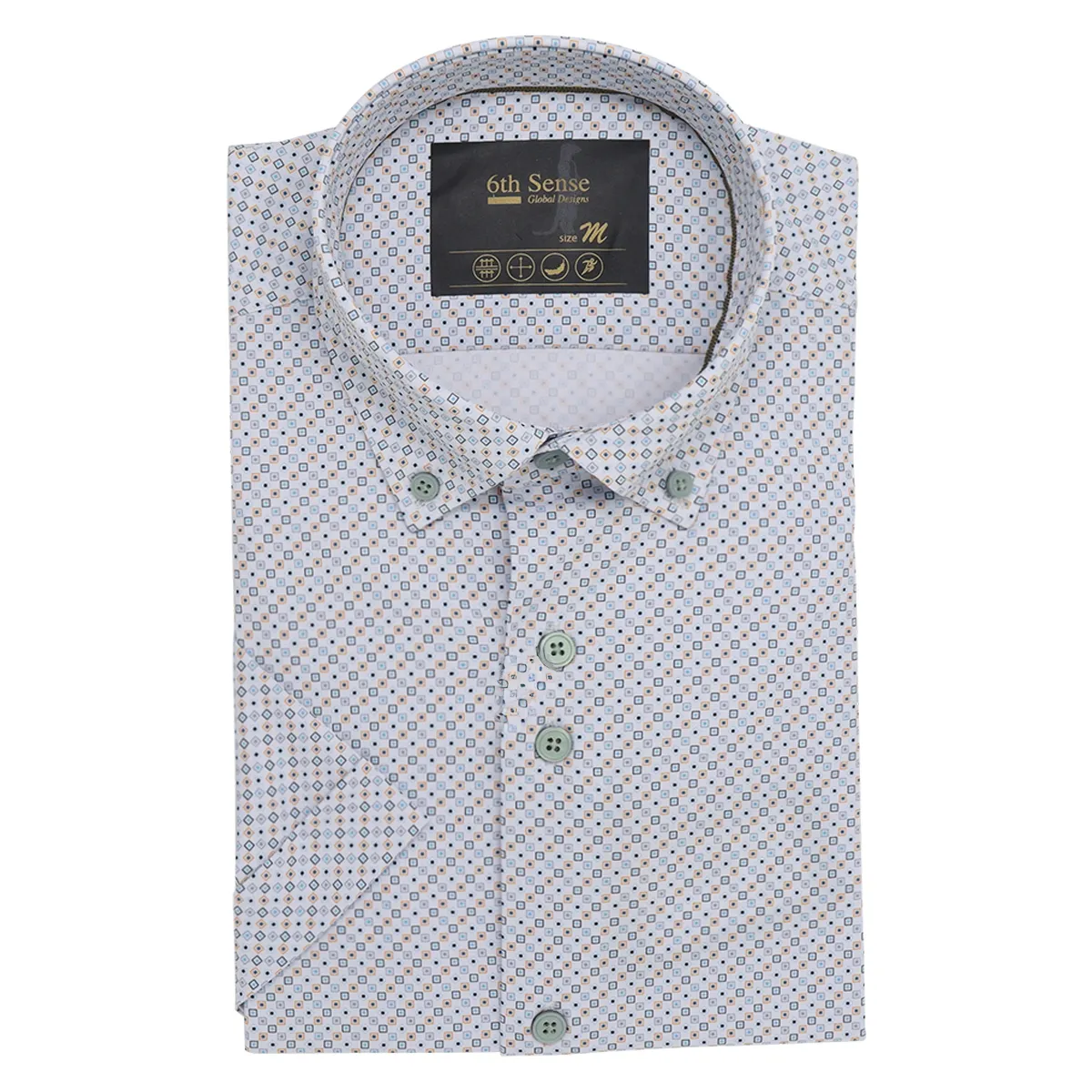 6th Sense SS Diamond Print Shirt White - 8