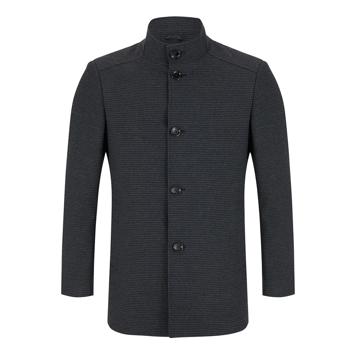 Daniel Grahame Houndstooth Overcoat Navy