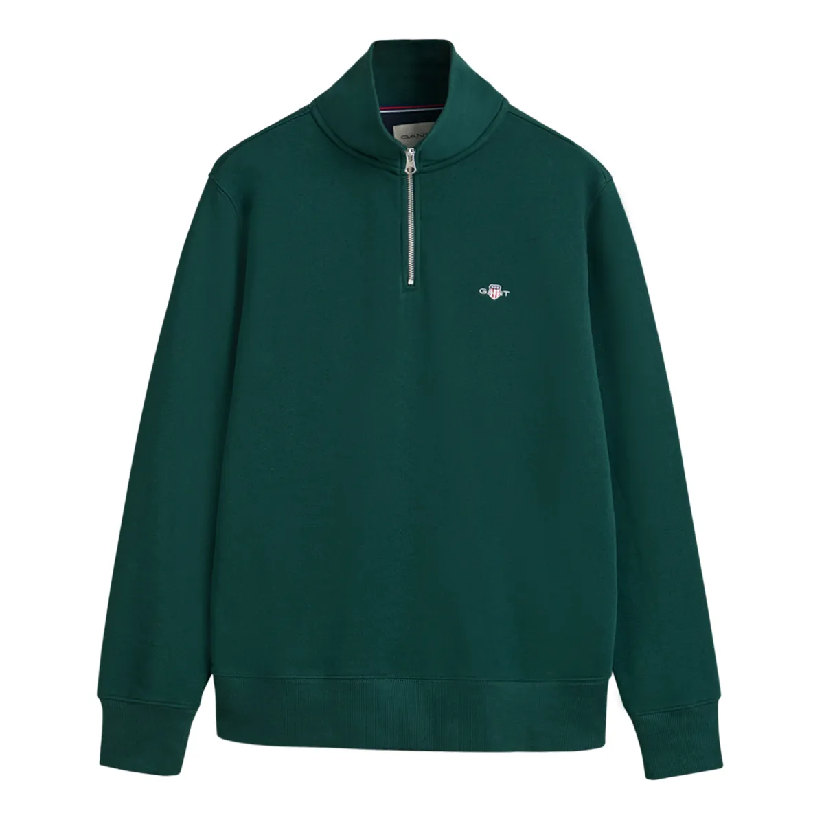 Gant Reg Shield Half Zip Sweater In Tartan Green