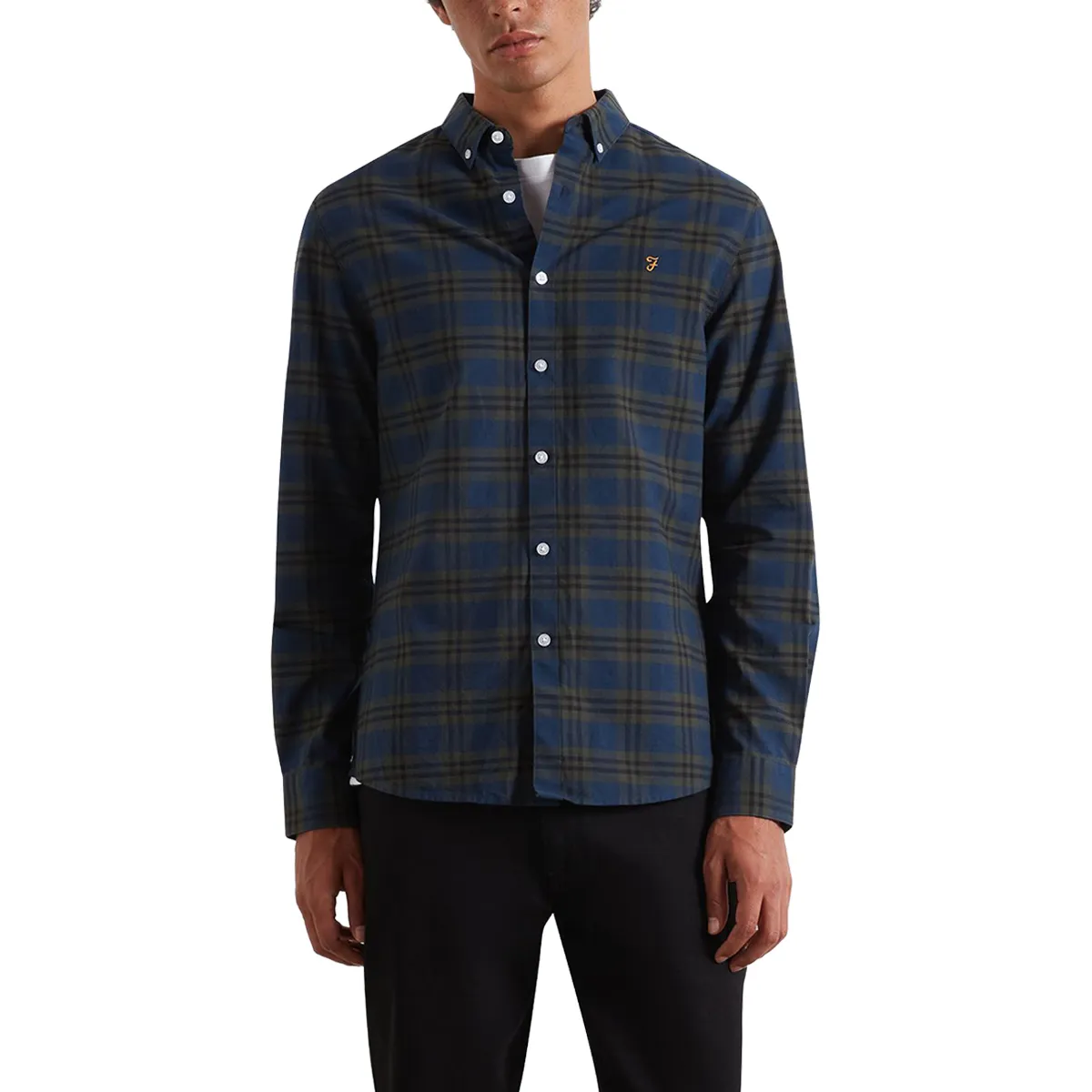 Farah LS Brewer Organic Check Shirt Evergreen