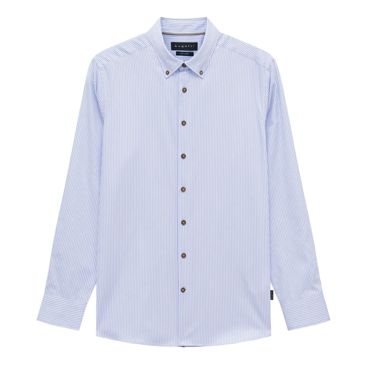 Bugatti LS Soft Cotton Striped Shirt Light Blue AW26