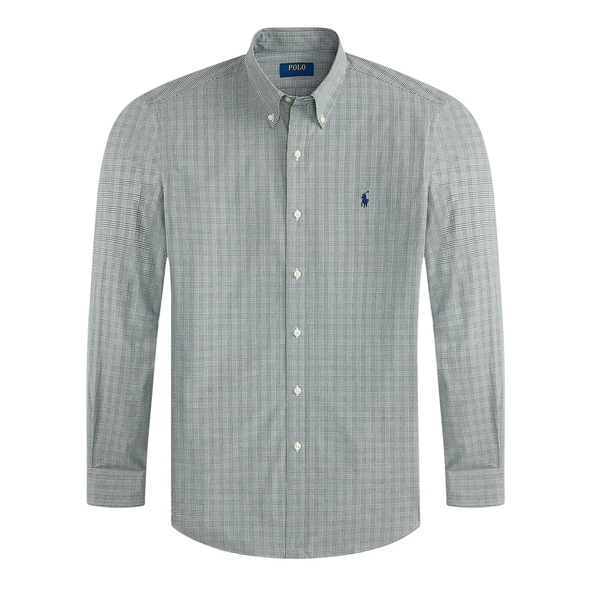 Ralph Lauren LS Checked Poplin Shirt Green and White