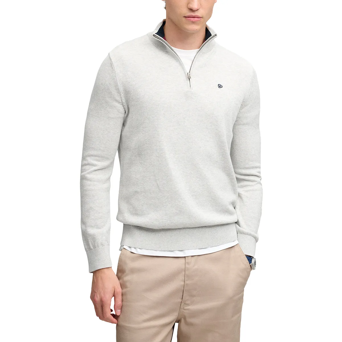 Superdry Prep Ess Cotton Half Zip Sweat Grey Marl AW26