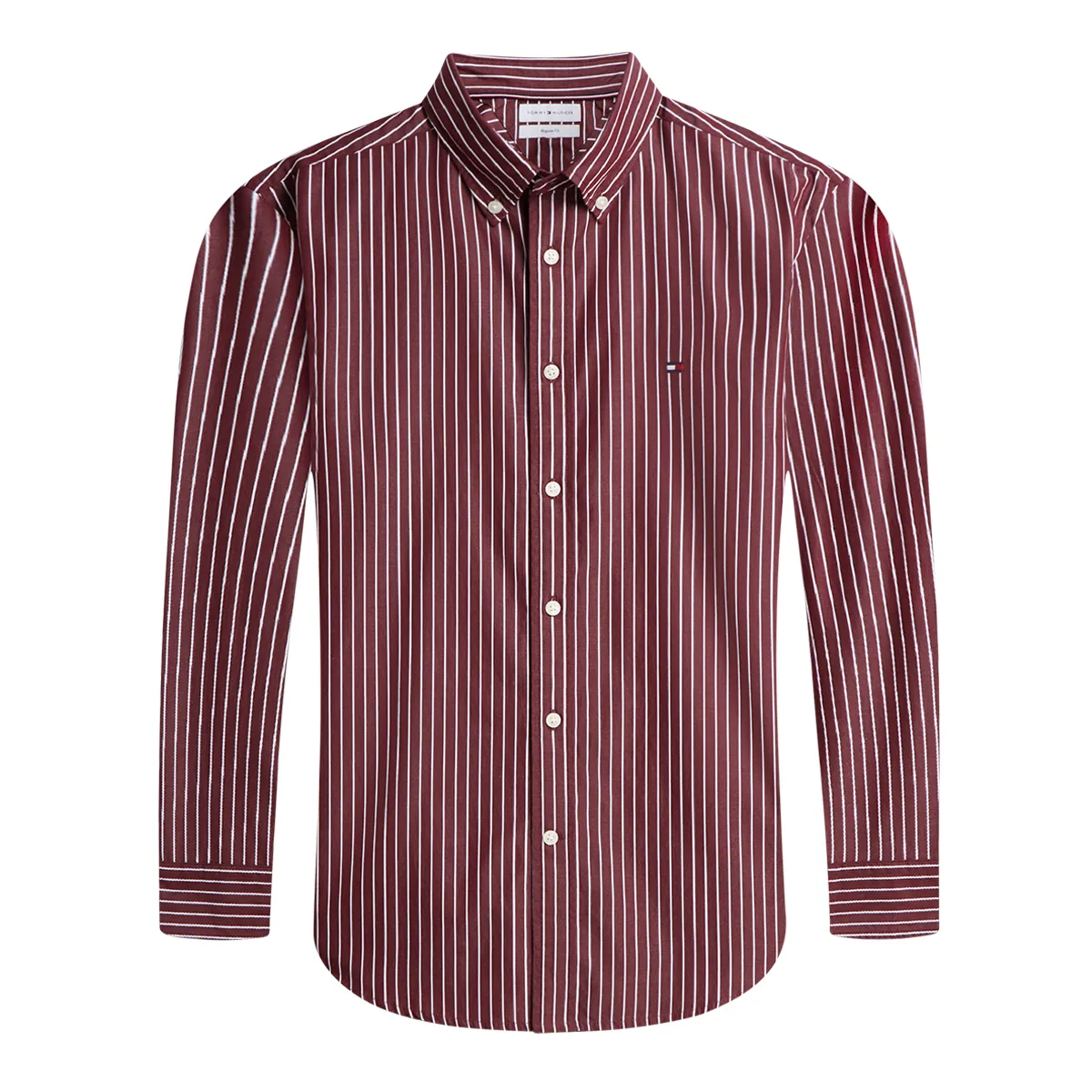 Tommy Hilfiger LS Hairline Poplin Shirt Burgundy AW26