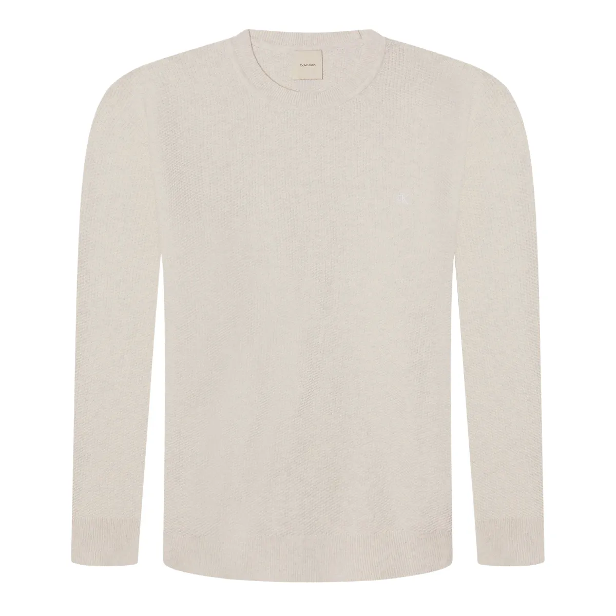 Calvin Klein Textured Cotton CN Snow Heather White