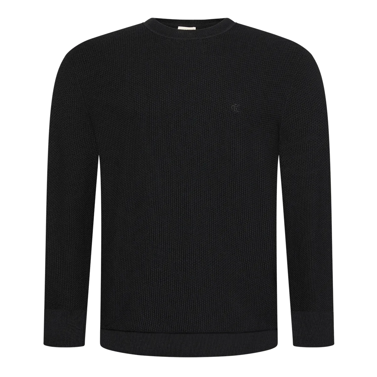 Calvin Klein Textured Cotton Crew Neck Black - ub1