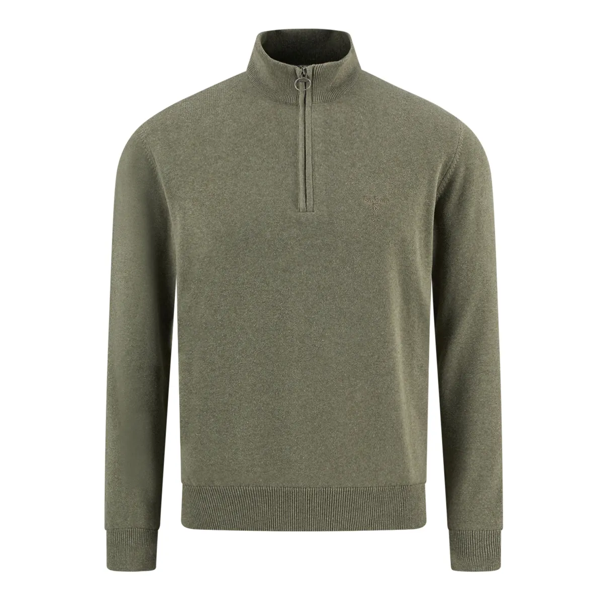 Barbour Cotton Half Zip Knit Smokey Olive