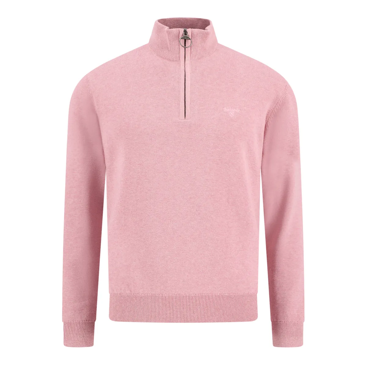 Barbour Cotton Half Zip Knit Pink