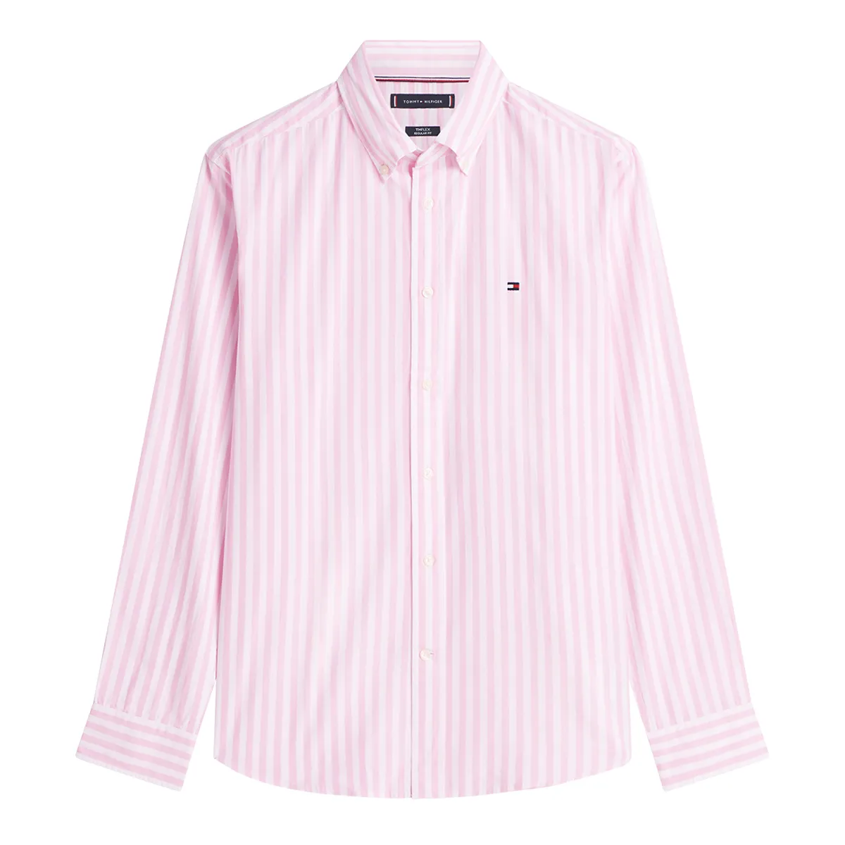 Tommy Hilfiger Flex Poplin Shirt With White Pink Stripes