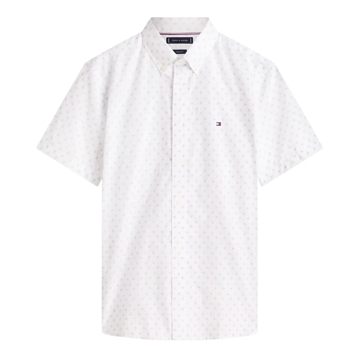 Tommy Hilfiger SS Poplin Print Shirt White - 0K4